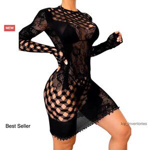 Sheer Fishnet Bodysuit Lingerie Full Body Jumpsuit Elegant Seductive